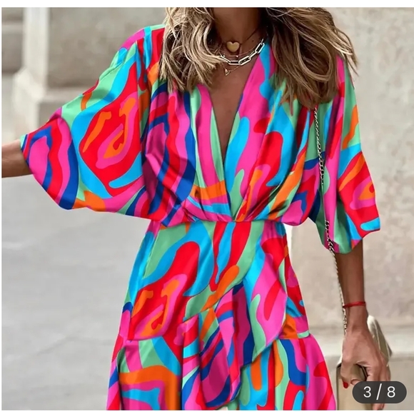 Colorful Abstract Print Mini Dress - Picture 3 of 16